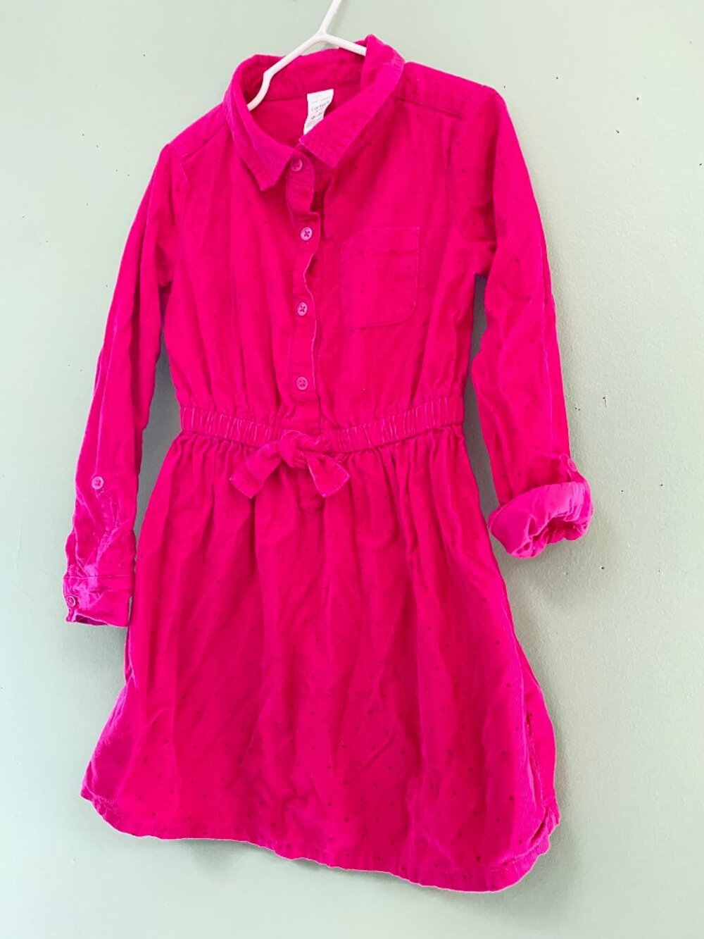 Carter's Size 6X Pink Corduroy Dress Can be long sleeve or 3/4 sleeve